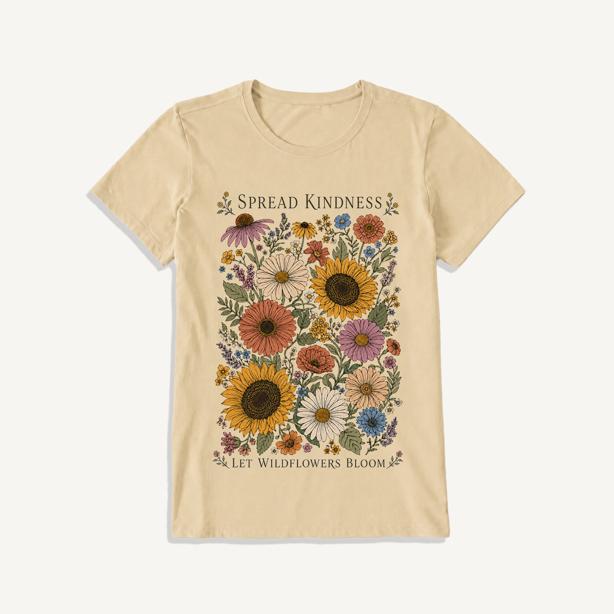 Kindness Wildflower Garden Print Crew Neck Cotton Tee