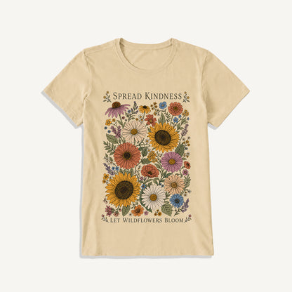 Kindness Wildflower Garden Print Crew Neck Cotton Tee