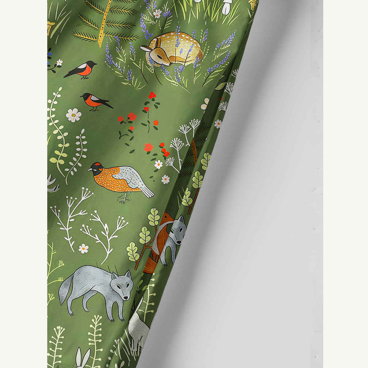 Whimsical Woodland Animals Print Cotton Wide Straps Maxi Dress With Pockets