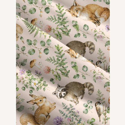 Woodland Creatures Blush Print Wide Straps Maxi Dress With Pockets