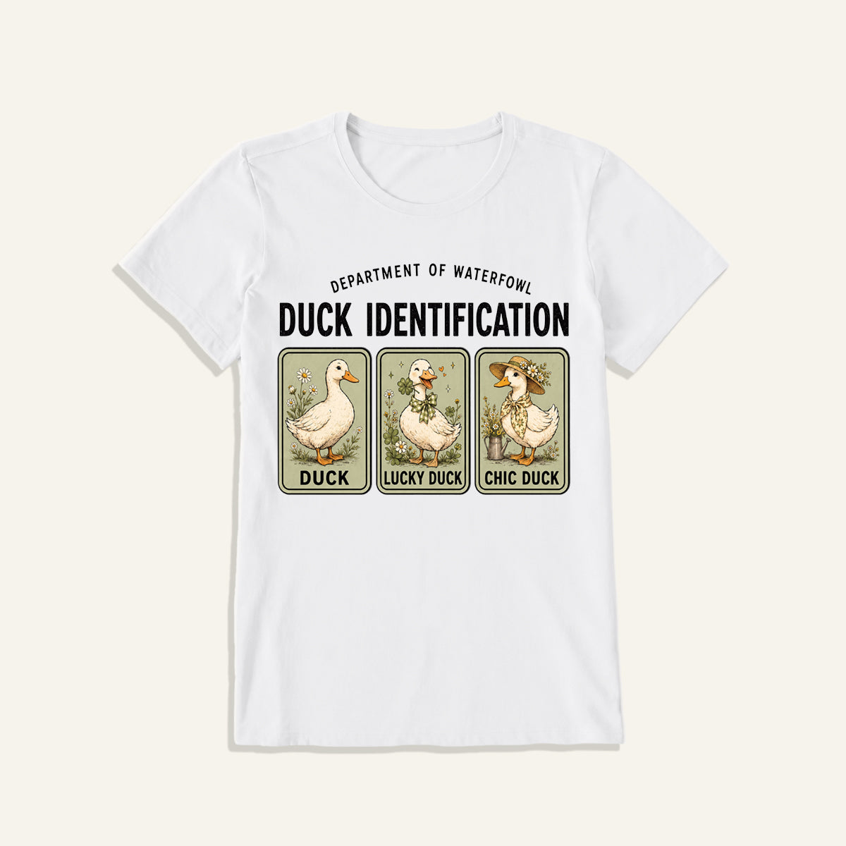 Duck Identification Print Crew Neck Cotton Tee