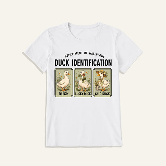 Duck Identification Print Crew Neck Cotton Tee
