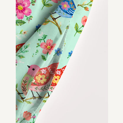 Colorful Songbird Garden Print Wide Straps Maxi Dress With Pockets