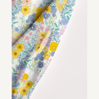 Pastel Meadow Cat Print Wide Straps Maxi Dress With Pockets