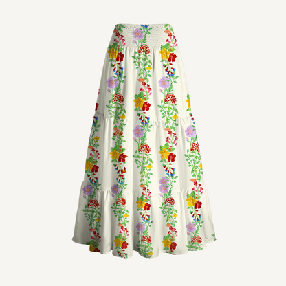 Elegant Blossom Trail Convertible Maxi Skirt & Strapless Dress