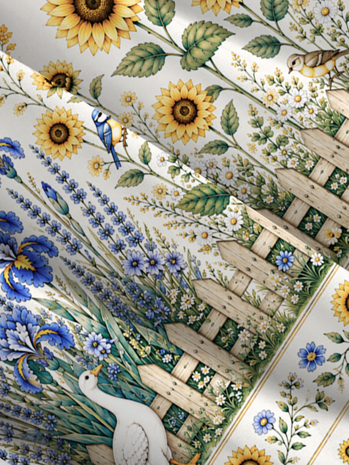 Blue Meadow Sunflower & Iris Print Wide Straps Maxi Dress With Pockets