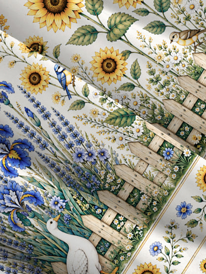 Blue Meadow Sunflower & Iris Print Wide Straps Maxi Dress With Pockets