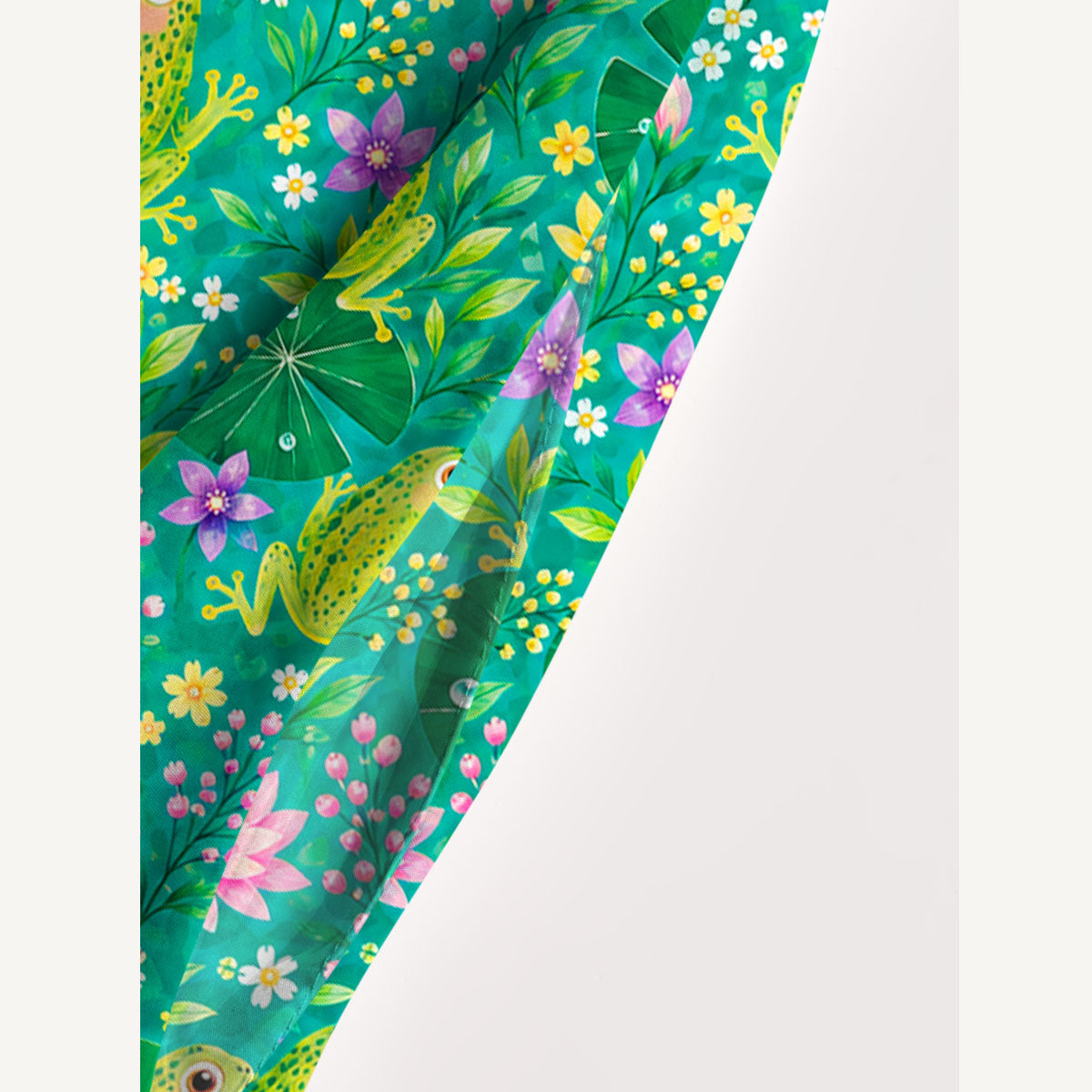 Lotus Pond Frog Print Wide Straps Maxi Dress With Pockets