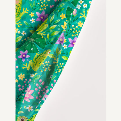 Lotus Pond Frog Print Wide Straps Maxi Dress With Pockets