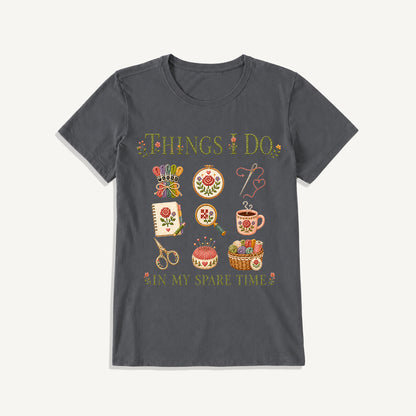 Stitched Cozy Craft Garden Print Crew Neck Cotton Tee
