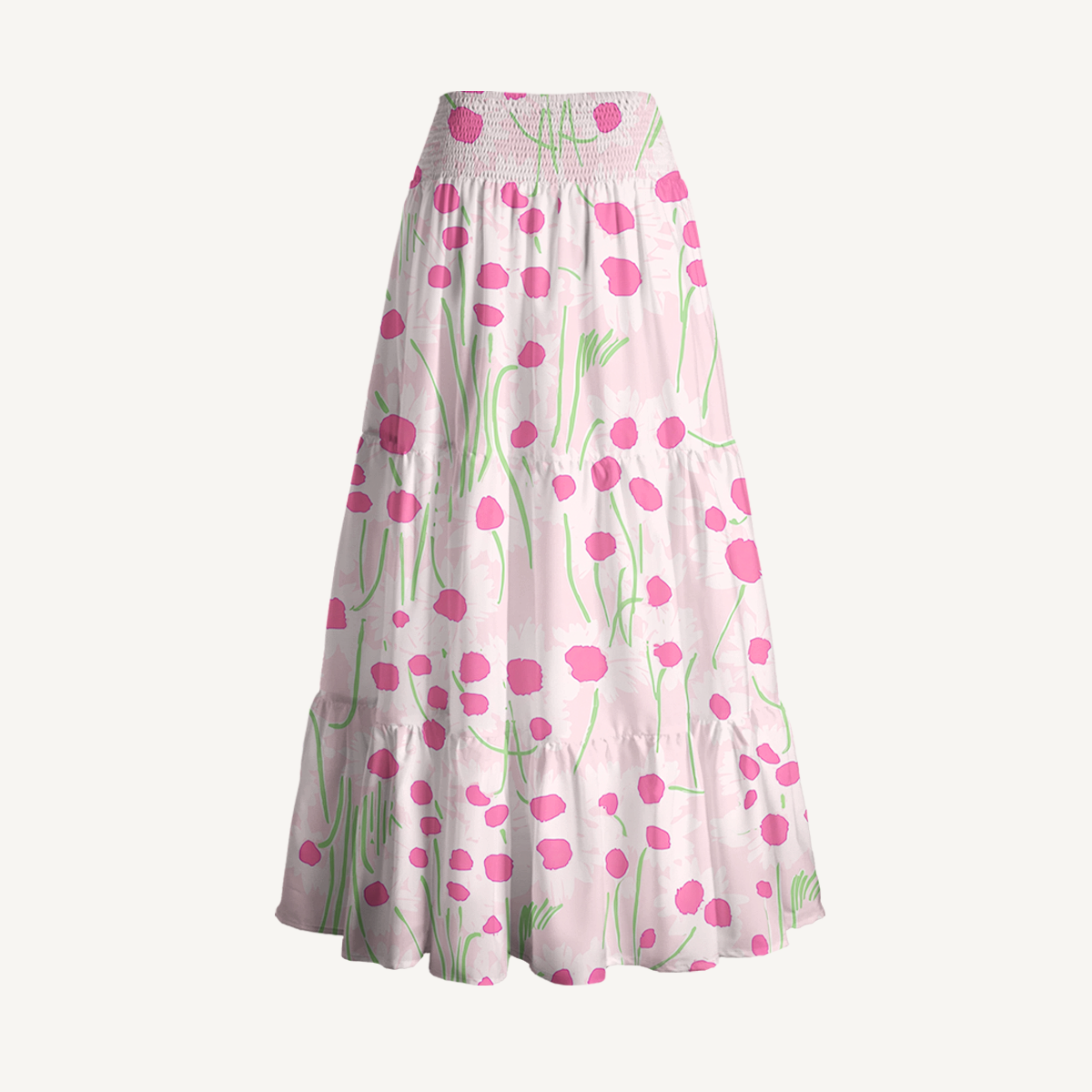 Pink Daisy Print Convertible Maxi Skirt & Strapless Dress
