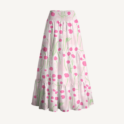 Pink Daisy Print Convertible Maxi Skirt & Strapless Dress