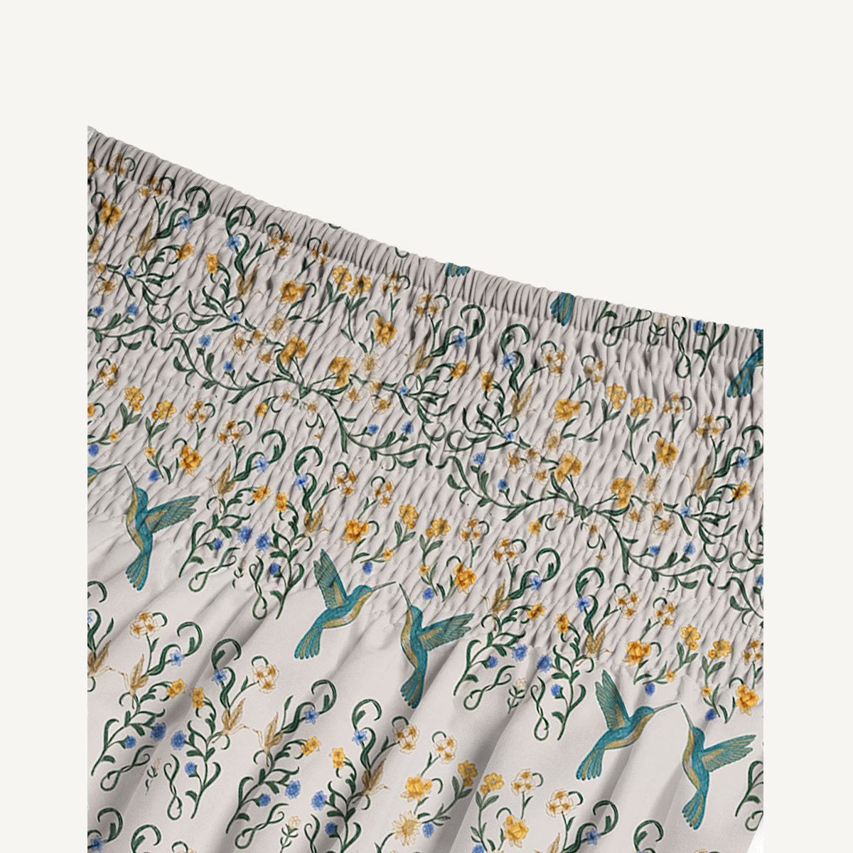 Whispering Hummingbird Print Convertible Maxi Skirt & Strapless Dress