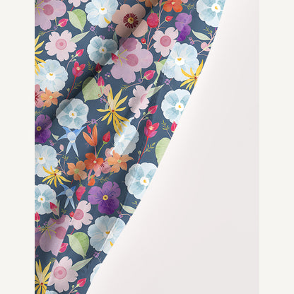 Vibrant Watercolor Bloom Print Wide Straps Maxi Dress With Pockets