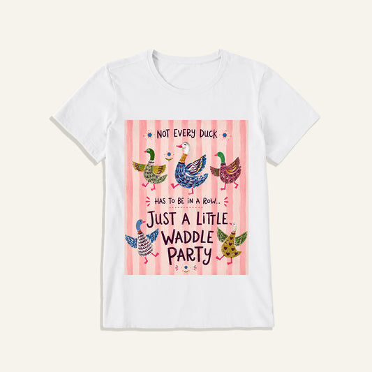 Waddle Party Print Crew Neck Cotton Tee