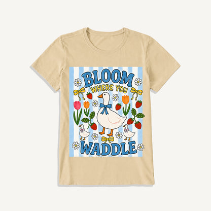 Strawberry Goose Garden Print Crew Neck Cotton Tee
