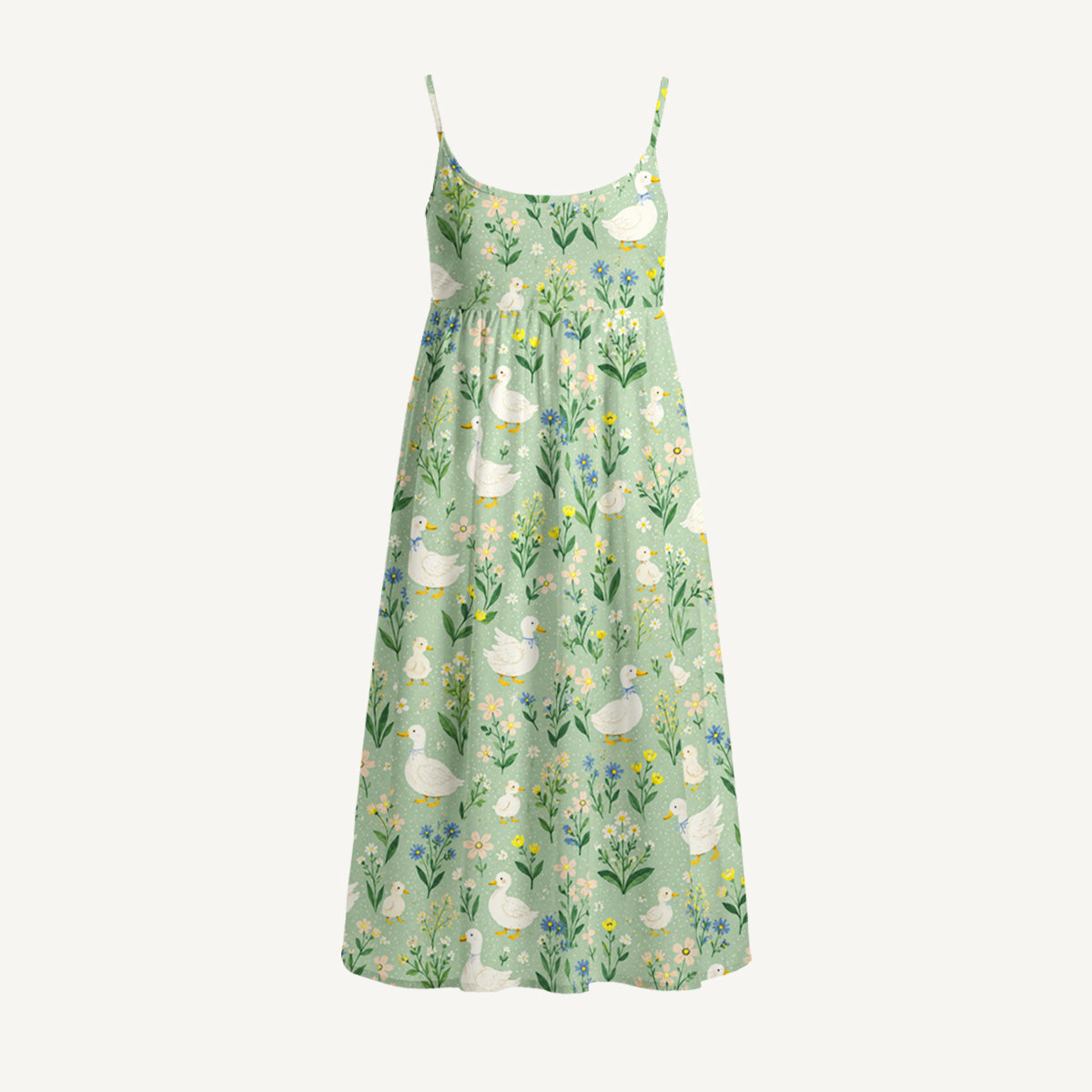 Country Duck & Bloom Print Spaghetti Strap Mini Dress