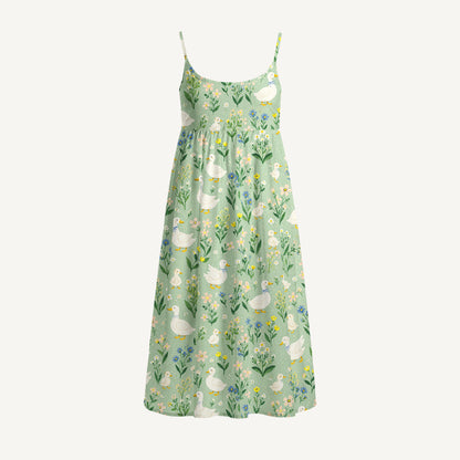 Country Duck & Bloom Print Spaghetti Strap Mini Dress