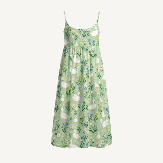 Country Duck & Bloom Print Spaghetti Strap Mini Dress
