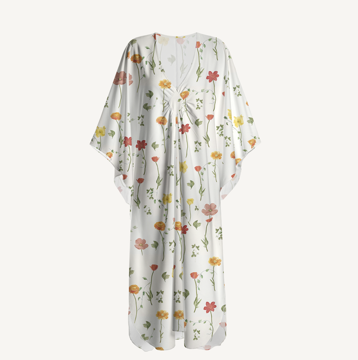 V‑Neck Wildlight Meadow Kimono Sleeve Kaftan Dress
