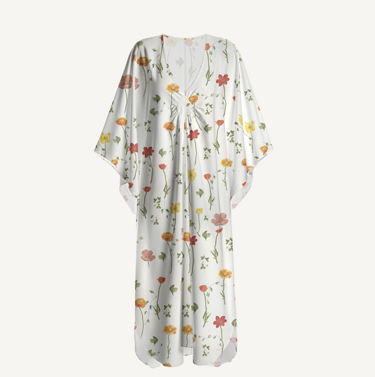 V‑Neck Wildlight Meadow Kimono Sleeve Kaftan Dress