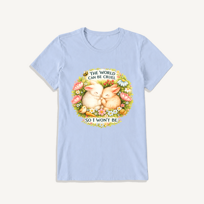 Gentle Bunny Embraces Print Crew Neck Cotton Tee