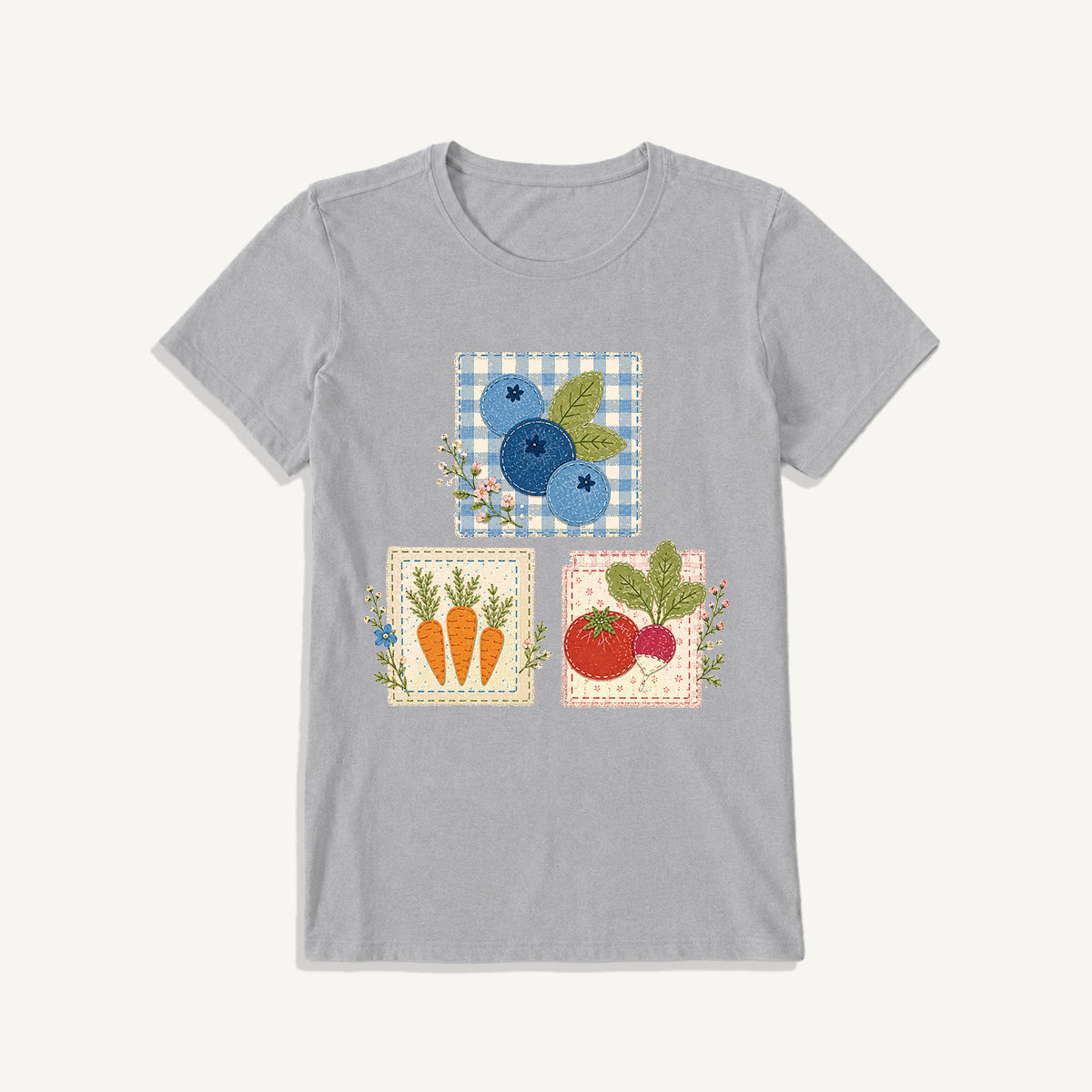 Cottage Garden Harvest Print Crew Neck Cotton Tee