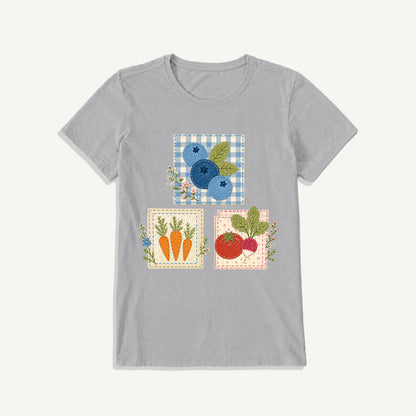 Cottage Garden Harvest Print Crew Neck Cotton Tee