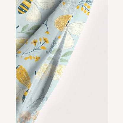 Vintage Floral Bees Print Wide Straps Maxi Dress With Pockets