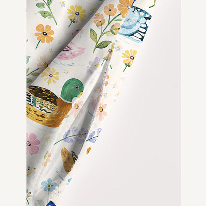 Colorful Duck Art Print Wide Straps Maxi Dress With Pockets