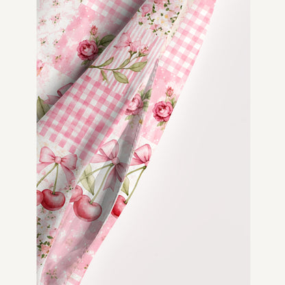 Strawberry Bow Garden Patchwork Print Wide Straps Maxi Dress With Pockets