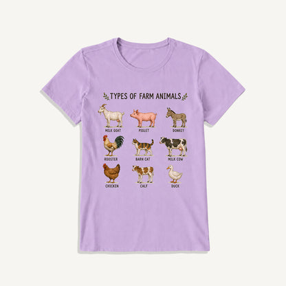 Farm Animal Guide Print Crew Neck Cotton Tee