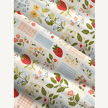 Strawberry Garden Patchwork Print Wide Straps Maxi Dress With Pockets