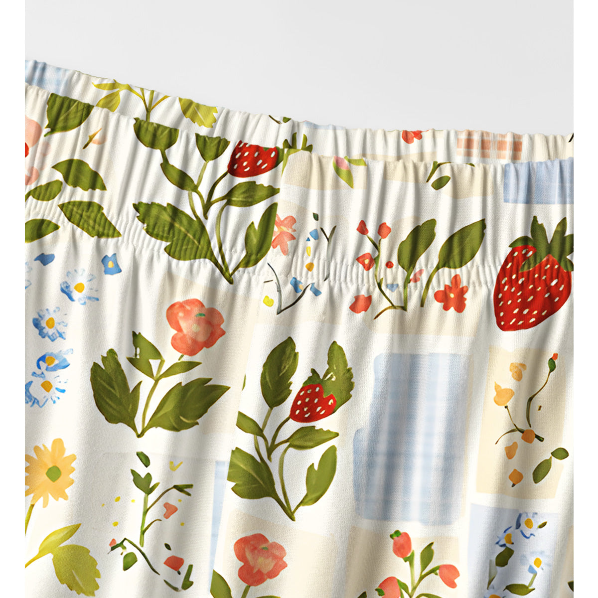 Strawberry Garden Patchwork Print Long Pajama Set