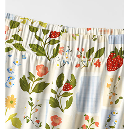 Strawberry Garden Patchwork Print Long Pajama Set