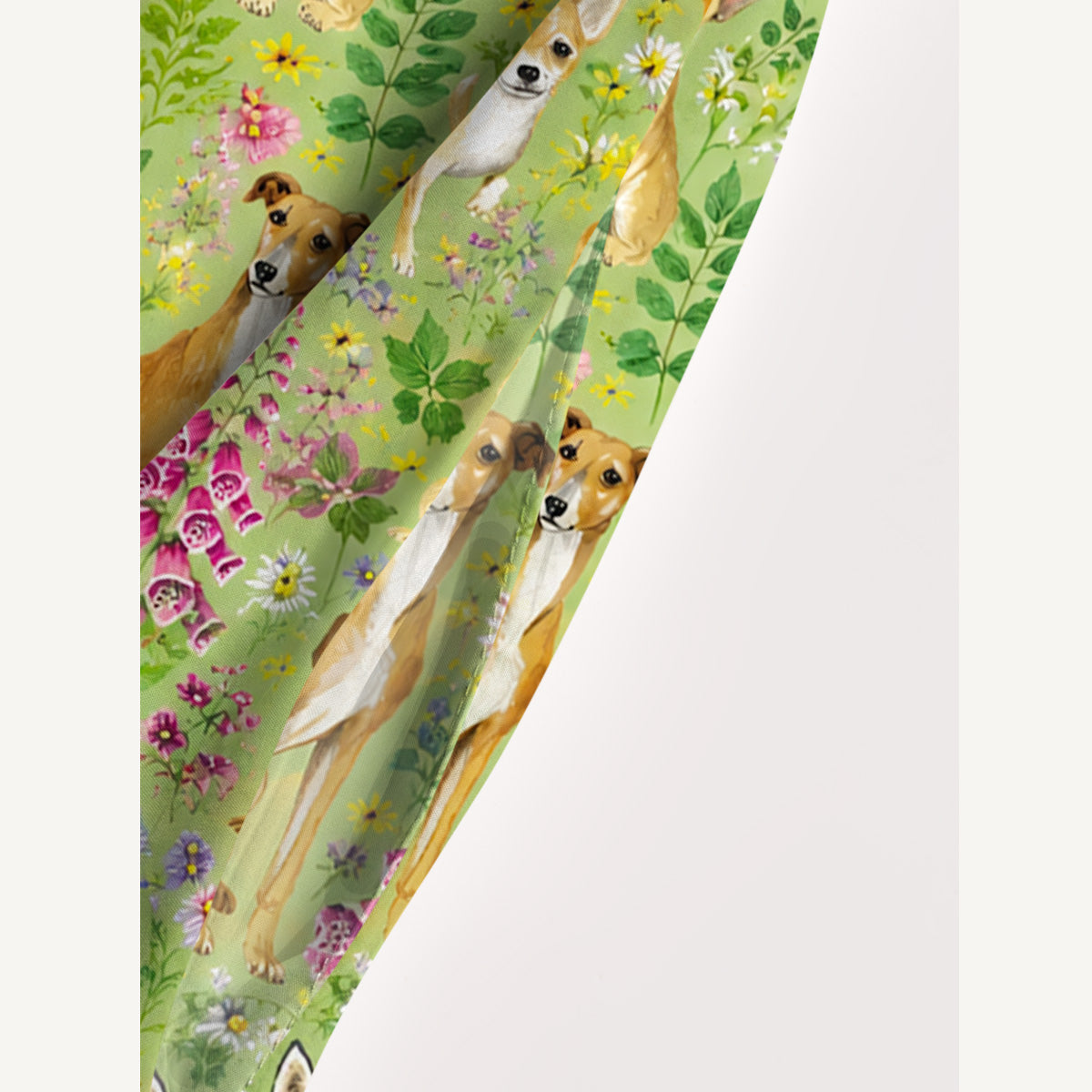 Watercolor Dog and Wildflower Pattern Print Wide Straps Maxi Dress With Pockets