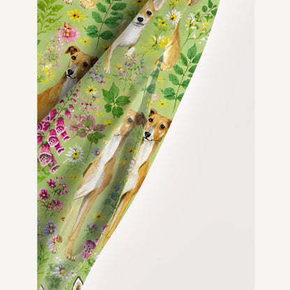 Watercolor Dog and Wildflower Pattern Print Wide Straps Maxi Dress With Pockets