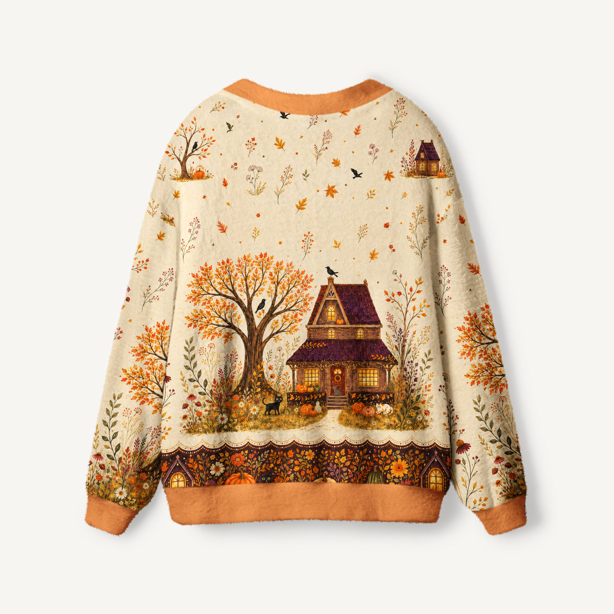 Autumn Cottage Garden Print Ugly Cardigan Sweaters