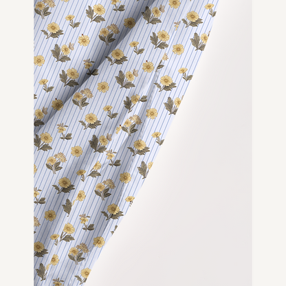 Square Neck Blue Marigold Print Wide Straps Maxi Dress With Pockets