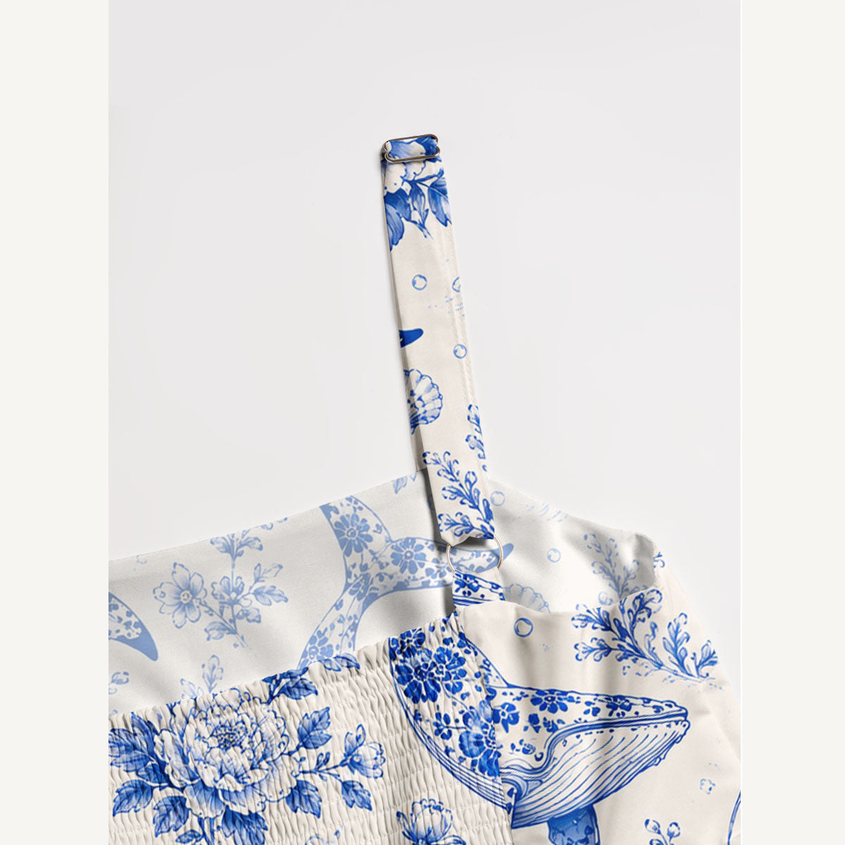 Whales of Delft Print Wide Straps Maxi Dress With Pockets