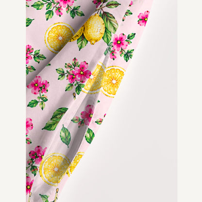 Lemon Garden Print Wide Straps Maxi Dress With Pockets