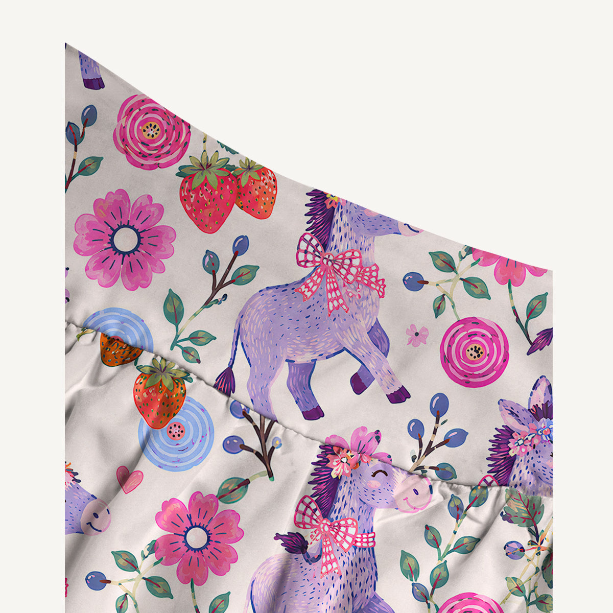Strawberry Blossom Donkeys Print Convertible Maxi Skirt & Strapless Dress