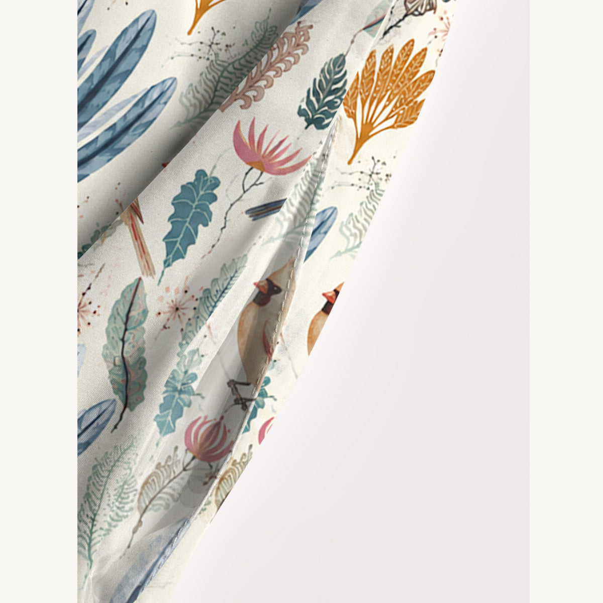 Romantic Nature Birds Print Wide Straps Maxi Dress With Pockets