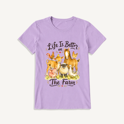 Barnyard Gathering Joy Print Crew Neck Cotton Tee