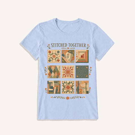 Classic Quilt Styles Poster Print Crew Neck Cotton Tee