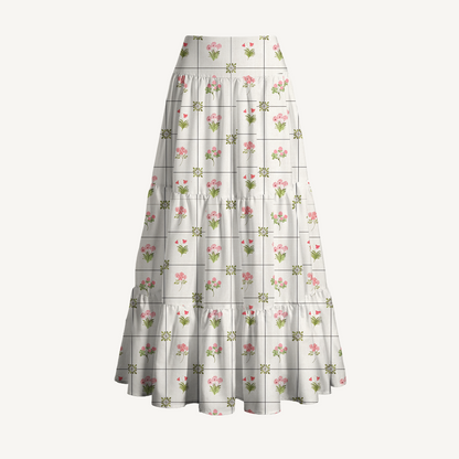 Meadow Tile Bloom Print Convertible Maxi Skirt & Strapless Dress