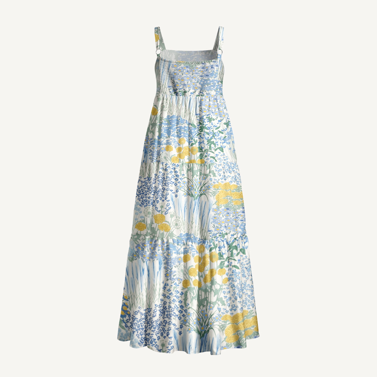 Garden Bloom Print Wide Straps Maxi Dress With Pockets