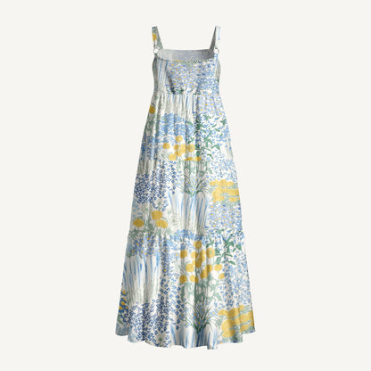 Garden Bloom Print Wide Straps Maxi Dress With Pockets