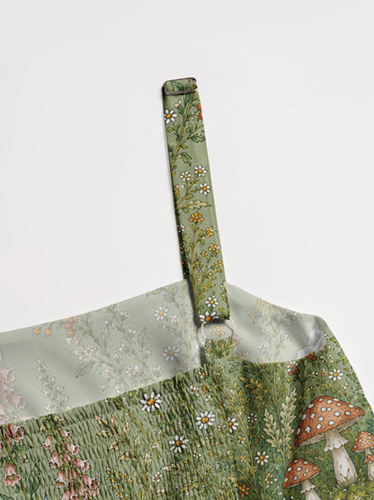 Bunny Meadow Garden Print Wide Straps Maxi Dress With Pockets