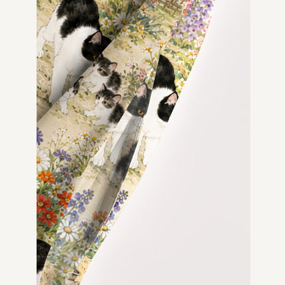 Farmyard Cat Family Print Wide Straps Maxi Dress With Pockets